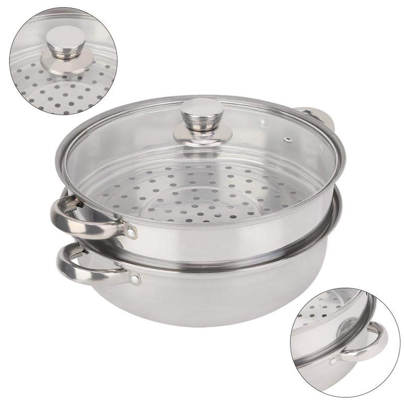Simlug 2-Layer Stainless Steel Steamer, 27cm/11in, Silver - Image 5